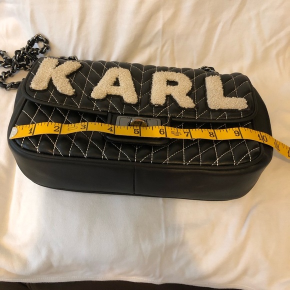 Karl Lagerfeld Paris Agyness Black Quilted Shoulder Bag - Picture 14 of 16